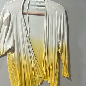 Torrid super soft knit cardigan, drape front, yellow dipped bottom, size 2